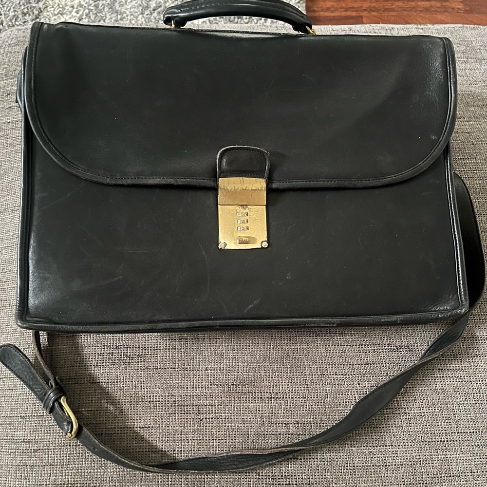 Vintage COACH 5353 Diplomat attache black leather briefcase messenger bag